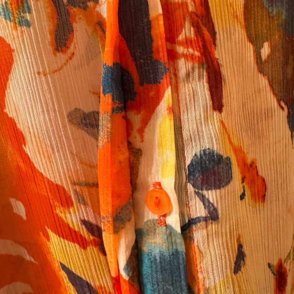 New Directions Orange Green Long Sleeve Shirt Dress NWOT - Picture 4 of 11